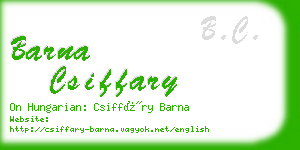 barna csiffary business card